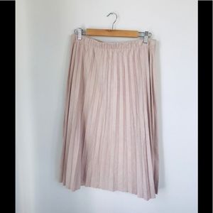 ZARA Blush Pleated Faux Suede Skirt